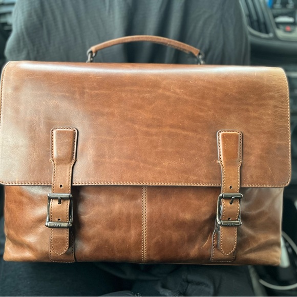 Frye Bags Nwt Frye Logan Top Handle Leather Briefcase In Cognac